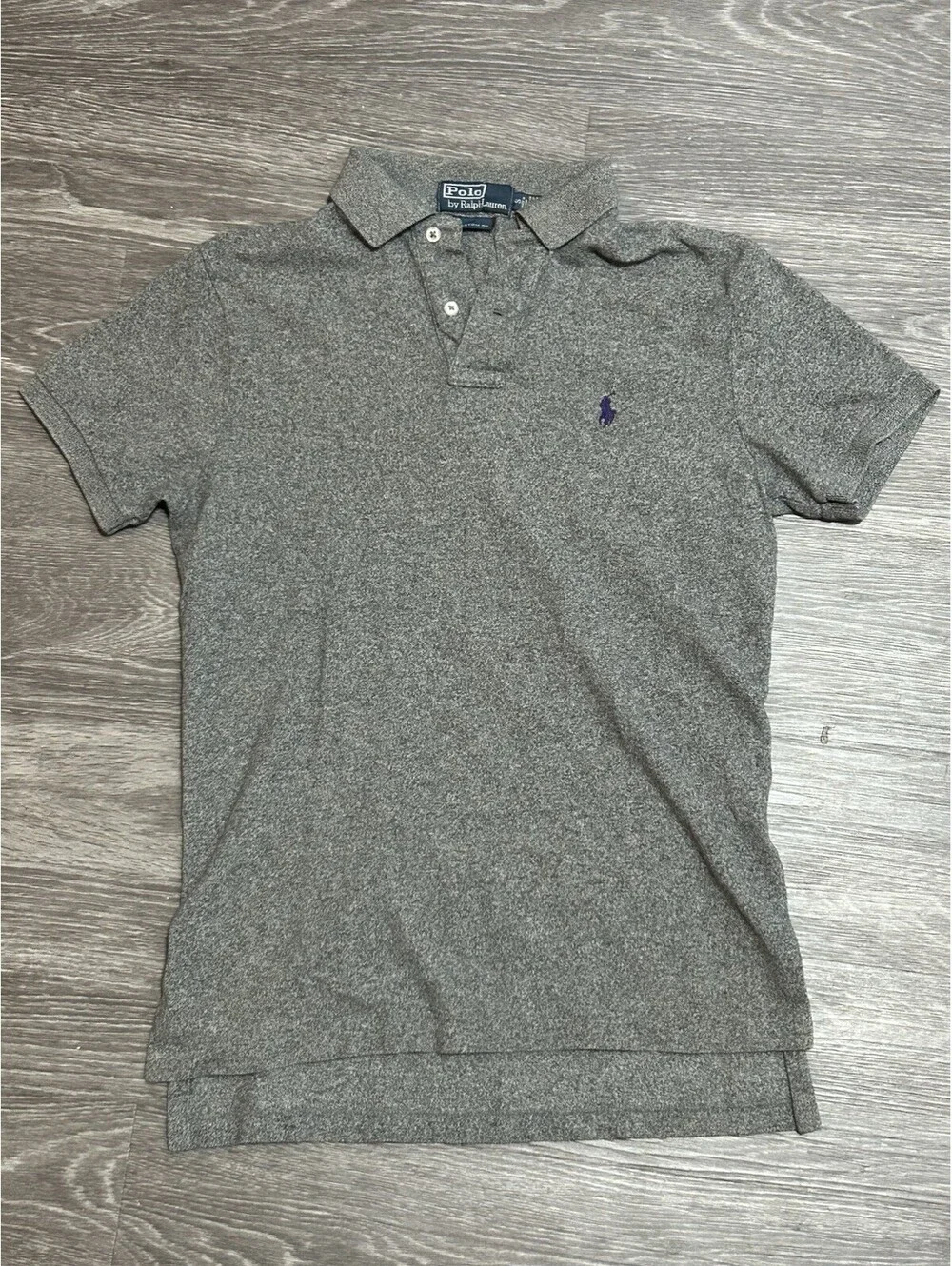 Polo Ralph Lauren Slim Fit Polo Mens S Gray Purple Pony Logo